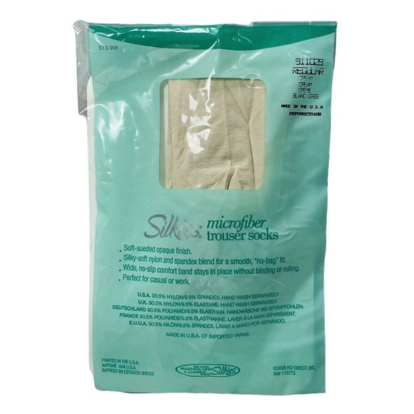 Silkies Cream Microfiber Trouser Socks 2 Pair Pack 2006 Regular Made USA 911029 - Picture 8 of 8